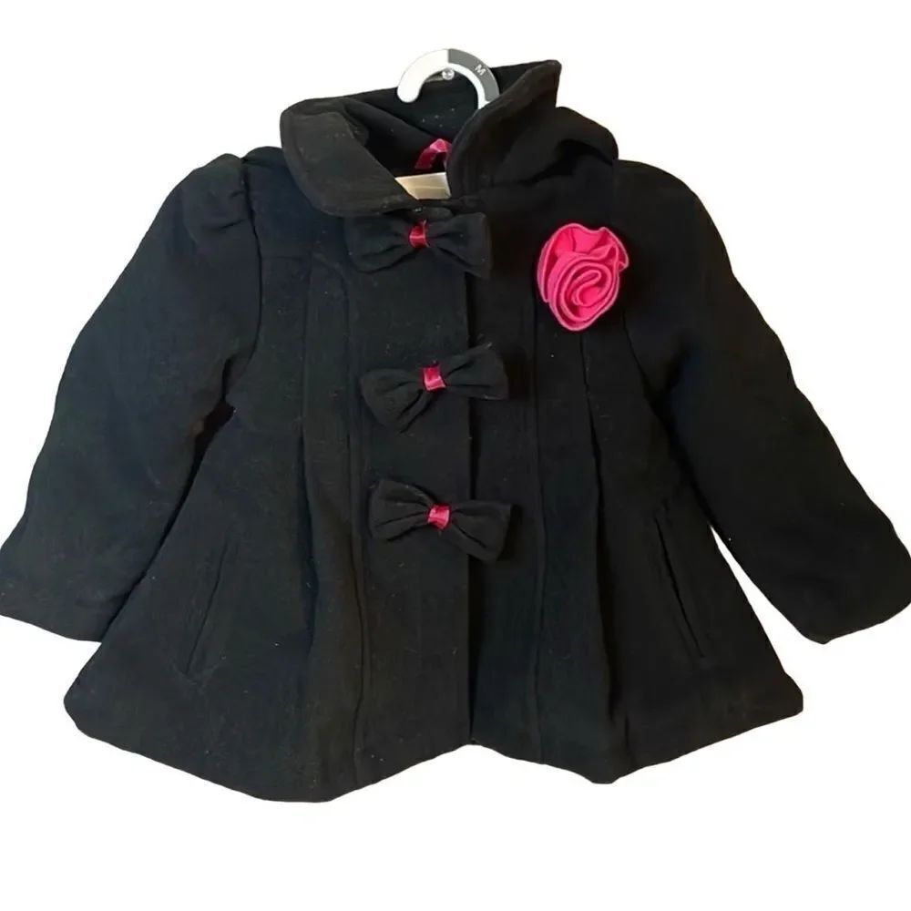 OK ONLY KIDS APPAREL OUTERWEAR Coat Hooded Black Pink Size 18M Vintage
